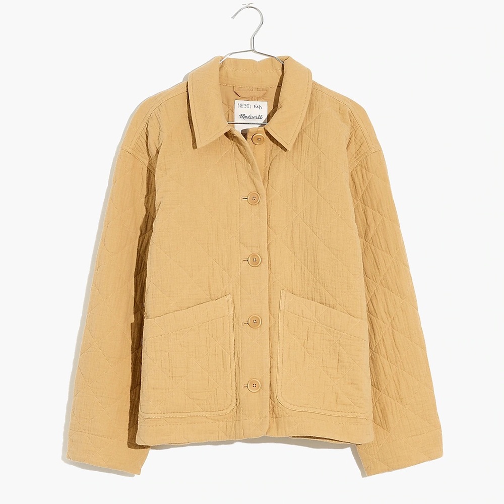 Madewell Yellow Quilted Lightspun Cropped Shirt-Jacket